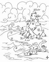 Coloring Pages Sea Beach Sand Castle Color Crab Blue Creatures Animals Animal Kids Print Trees Building Printable Ocean Crabs Sandcastle sketch template
