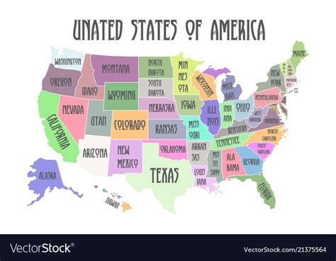 colored poster map  united states  america  state names black  white print map