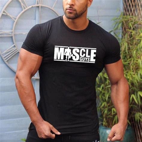 muscleguys fashion men s t shirt fitness leisure short sleeve tops