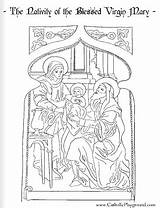 Coloring Nativity Mary Virgin Blessed Pages Catholic Ann St Mother Kids Joachim Sheets Catholicplayground Birth Feast Marian 8th September Christmas sketch template