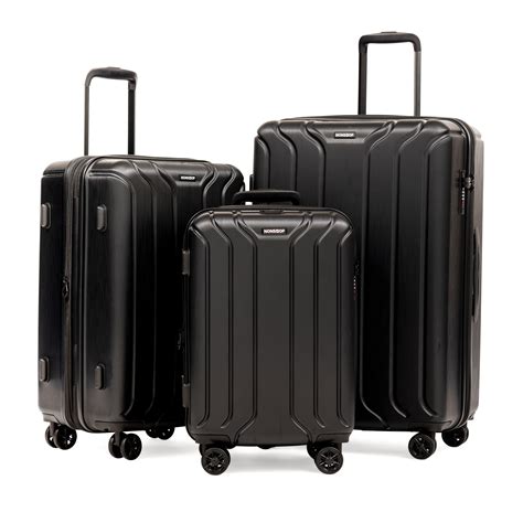 nonstop  york luggage expandable spinner wheels hard side shell travel suitcase set  piece