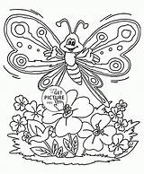 Coloring Pages Spring Kids Butterfly Cute Sheets Printable Seasons Printables Flower Wuppsy Popular sketch template