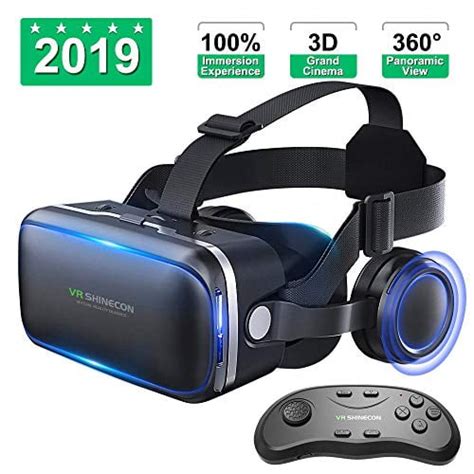 vr shinecon vr headset with remote controller[new version] 3d glasses