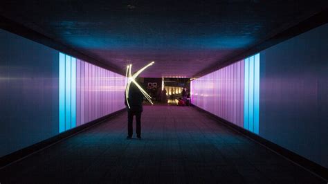 glowing lights follow    interactive light tunnel light