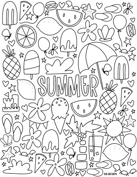 printable summer  coloring page summer themed coloring page