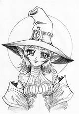 Coloring Pages Adult Adults Witch Halloween Manga Sorcière Anime Sheets Printable Choose Board Colouring Club sketch template