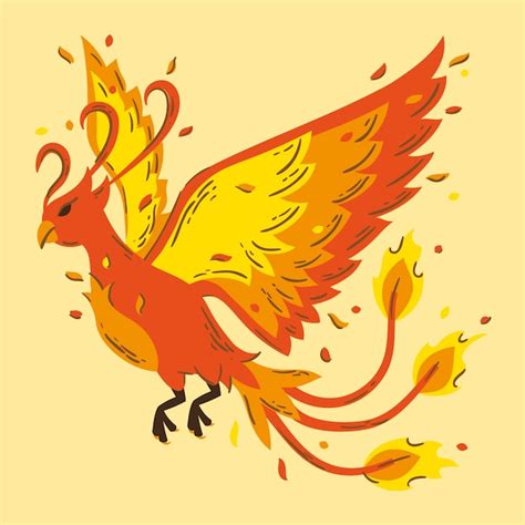 vector hand drawn design phoenix bird