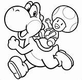 Mario Yoshi Coloring Pages Kart Getdrawings Toad sketch template