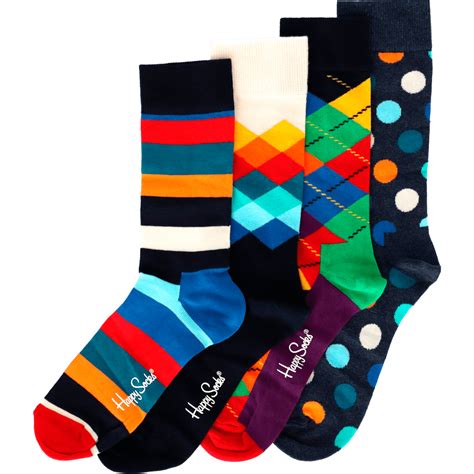happy socks giftbox  pack blue stripe dot    ea etos