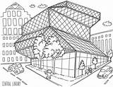 Seattle Library Coloring Pages Central Book Rem Books Illustration Printable Koolhaas sketch template