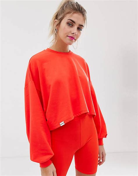 bershka  pantone lightweight sweat top  neon orange asos