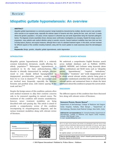 idiopathic guttate hypomelanosis  overview