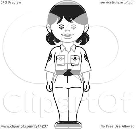 clipart of a grayscale police woman royalty free vector