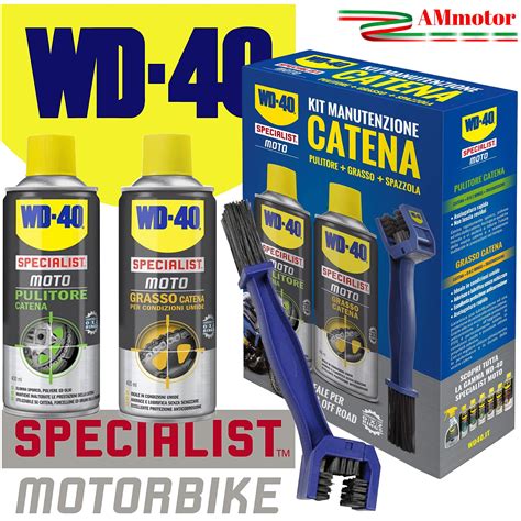 kit manutenzione catena moto wd 40 pulizia grasso spazzola pulitore off