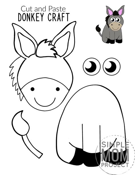 cut  paste donkey craft   donkey template