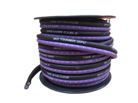 full tilt audio purpleblack  gauge  foot tinned ofc oxygen  copper speaker cable wire