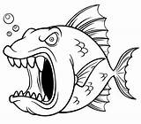 Fish Angry Vector Cartoon Coloring Animals Pages sketch template