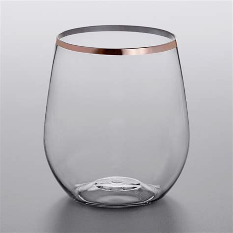 Gold Visions 12 Oz Clear Plastic Stemless Wine Glass With