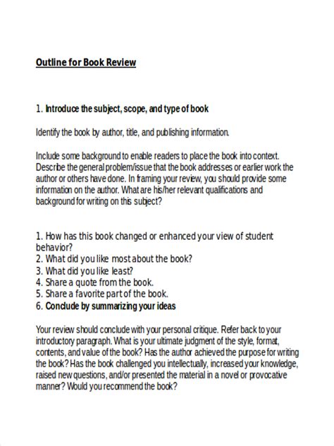 book review outline outline   book review