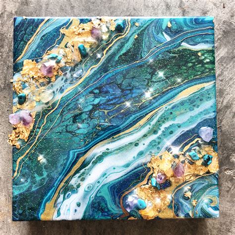embellish  pour   gorgeous geode style painting abstract abstract art