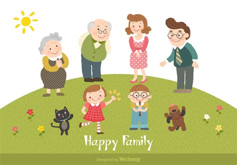 happy family cartoon vector illustration  vector art  vecteezy