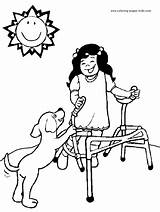 Coloring Pages Disabilities People Kids Disability Family Color Printable Colouring Jobs Sheets Print Special Needs Fun Girl Running Dog Sheet sketch template