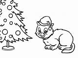 Coloring Christmas Pages Kitten Cat Sheets Tree Lovely Choose Board Procoloring sketch template