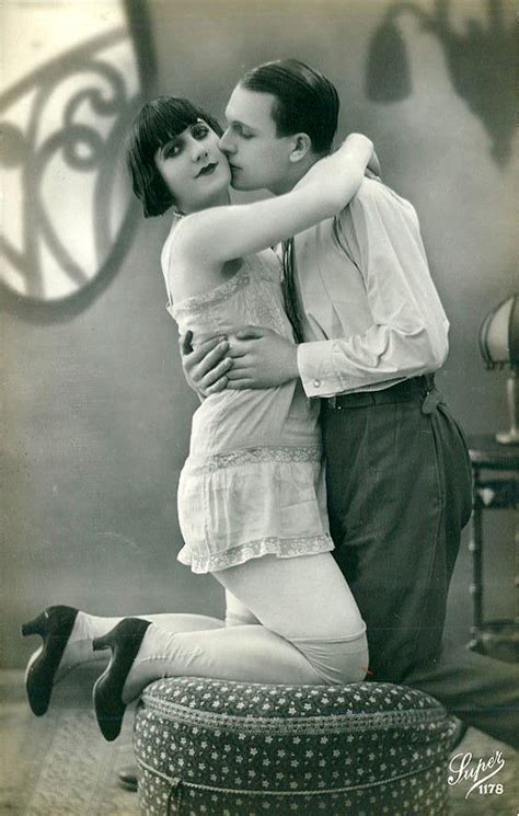 french postcard show how to kiss romantically from the 1920s ~ vintage everyday