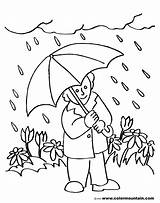 Clipart Rain Rainy Coloring Pages Spring Library Kindergarten sketch template