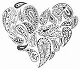 Paisley Coloring Pages Printable Heart Adults Mandala Adult Drawing Aesthetic Pattern Print Adulte Easy Coloriage Funny Designs Color Crazy Clip sketch template