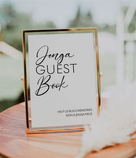 jenga guest book sign modern minimal wedding sign printable etsy