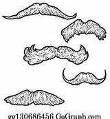 Set Stock Sideburns Mustaches Sketch Retro Five Male Gograph Illustrations Royalty Scratch Imitation Coloring Board sketch template