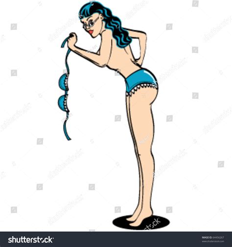 Vintage Or Retro Style Topless Pin Up Girl In A Bikini