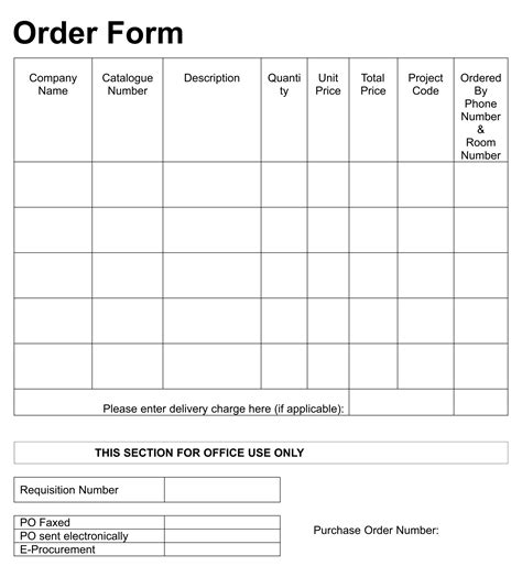 blank order forms    printables printablee