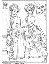 Coloring Pages Bustle Fashion Style 1882 History Template sketch template