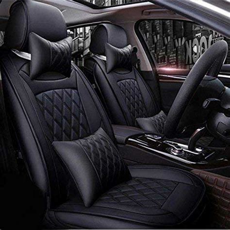 hyundai aura pu leatherate luxury car seat cover  pillow  neck