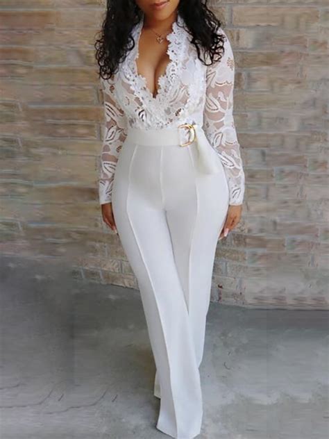 2019 Summer Women Elegant White Sexy V Neck Slim Fit Outfit Patchwork