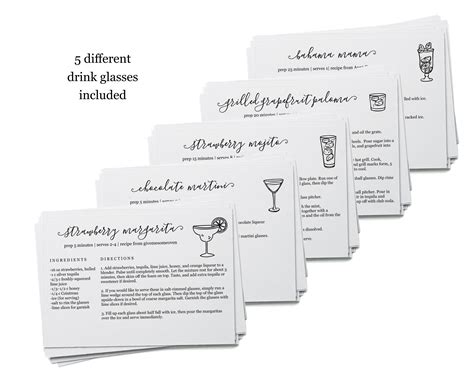 editable cocktail recipe card template printable bar drink recipe