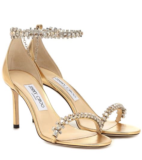 jimmy choo shiloh  gold leather sandals  metallic save  lyst