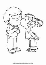 Kiss Colouring Pages Coloring Drawing Kissing Valentine Kids Village Activity Activityvillage Drawings Valentines Templates Sketch Explore Adult sketch template