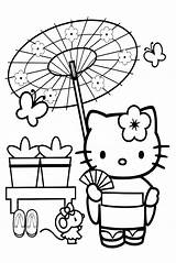 Coloring Pages Kitty Hello Japanese Japan Kimono Anime Color Lantern Drawing Getcolorings Getdrawings Kids Printable sketch template