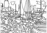 Monet Coloring Claude Seine Pages Color Sailboats Kids Painting Petit Impressionist Drawing Gennevilliers Adult Sailboat Created Artist Masterpieces sketch template