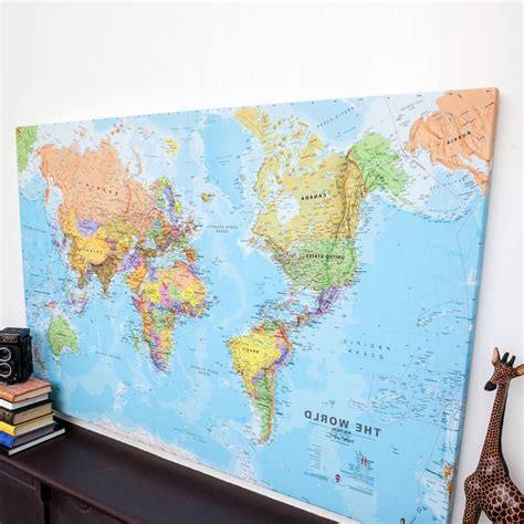 large framed map   world  states map