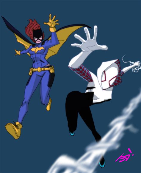 spider gwen and batgirl by joemdavis on deviantart
