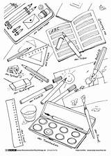 Stifte Schulsachen Schreibzeug Malvorlagen Hefte Farbkasten sketch template
