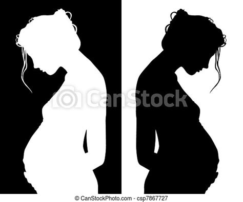 Vectors Illustration Of Silhouettes Of Pregnant Black And White