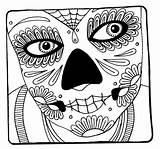 Coloring Pages Face Dia Skull Muertos Adult Sugar Woman Los Colouring Girl Printable Halloween Dead Troll Print Clipart Adults Tattoo sketch template