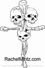 Coloring Skull Gothic Bones Dagger Hell sketch template