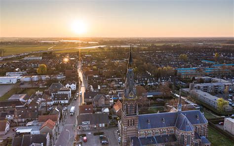 town     sunrise  waalwijk noord brabant netherlands digitailing