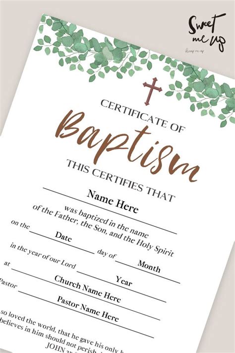 pin  baptism certificate